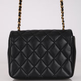 Chanel Crystal CC Mini Square Flap Black Lambskin 2022 AGHW
