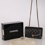Chanel 1996 Black Lambskin Small Diana Flap 24K GP