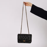 Chanel 1996 Black Lambskin Small Diana Flap 24K GP