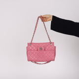 Rare Chanel 2011 Pink Lambskin Upside Down Single Flap Bag