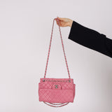 Rare Chanel 2011 Pink Lambskin Upside Down Single Flap Bag