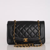 Chanel Medium Diana Flap Black Lambskin 1993 24K GP