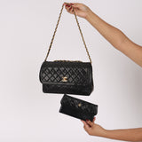 Chanel Single Flap with Pouch Black Lambskin 1991 24K GP