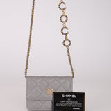 Chanel 2021 Grey Caviar Miss Coco Cardholder on Chain
