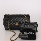 Chanel Single Flap with Pouch Black Lambskin 1991 24K GP