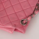 Rare Chanel 2011 Pink Lambskin Upside Down Single Flap Bag