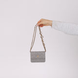 Chanel 2021 Grey Caviar Miss Coco Cardholder on Chain