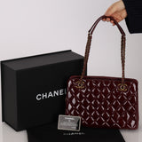 Chanel 2015 Burgundy Patent Paris-Salzburg CC Eyelet Tote