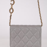 Chanel 2021 Grey Caviar Miss Coco Cardholder on Chain
