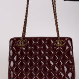 Chanel 2015 Burgundy Patent Paris-Salzburg CC Eyelet Tote