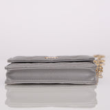 Chanel 2021 Grey Caviar Miss Coco Cardholder on Chain