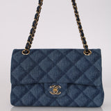 Chanel 2022 Quilted Trompe L'oeil Denim Small Classic Flap GHW
