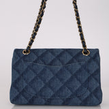 Chanel 2022 Quilted Trompe L'oeil Denim Small Classic Flap GHW