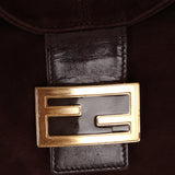 Fendi Double Flap Baguette Brown Suede