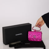 Chanel 2023 Pink Iridescent Patent Quilted CC Hook Card Holder