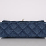 Chanel 2022 Quilted Trompe L'oeil Denim Small Classic Flap GHW
