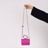 Chanel 2023 Pink Iridescent Patent Quilted CC Hook Card Holder