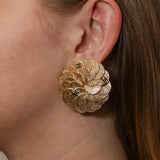Chanel 1986 CC Oval Clip-On Earrings 24K GP
