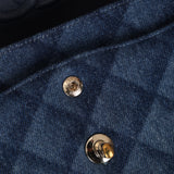 Chanel 2022 Quilted Trompe L'oeil Denim Small Classic Flap GHW