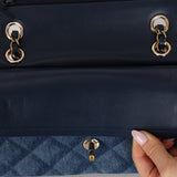 Chanel 2022 Quilted Trompe L'oeil Denim Small Classic Flap GHW