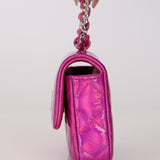 Chanel 2023 Pink Iridescent Patent Quilted CC Hook Card Holder