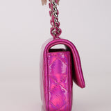Chanel 2023 Pink Iridescent Patent Quilted CC Hook Card Holder