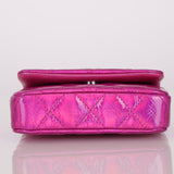 Chanel 2023 Pink Iridescent Patent Quilted CC Hook Card Holder
