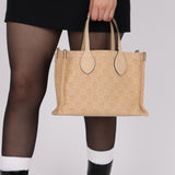 Gucci Canvas GG Denim Ophidia Medium Tote with Pouch