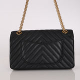 Chanel 2.55 Reissue Double Flap Black Chevron Calfskin 2018 AGHW