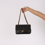 Chanel Small Classic Double Flap Black Lambskin 1993 24K GP