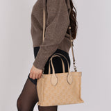 Gucci Canvas GG Denim Ophidia Medium Tote with Pouch