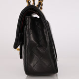 Chanel Small Classic Double Flap Black Lambskin 1993 24K GP