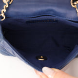 Rare Chanel 2009 Midnight Blue Quilted Lambskin Valentine Hearts Extra Mini Flap Bag