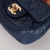 Rare Chanel 2009 Midnight Blue Quilted Lambskin Valentine Hearts Extra Mini Flap Bag