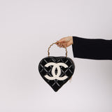 Ultra-Rare Chanel 1995 Black Patent Heart Top Handle Bag