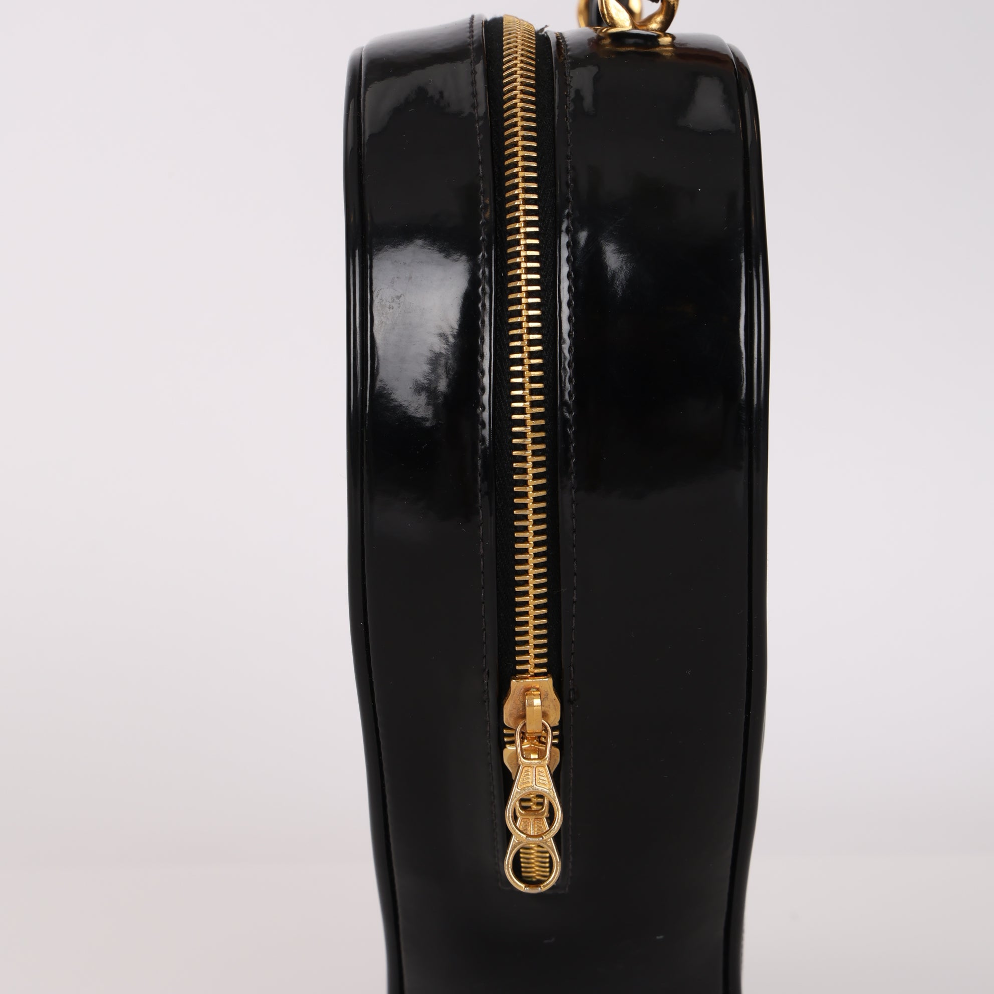 Ultra-Rare Chanel Heart Top Handle Bag Black Patent 1995