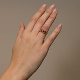 1980's 18K Yellow Gold Ruby and Diamond Milgrain Cluster Ring, Size US 5