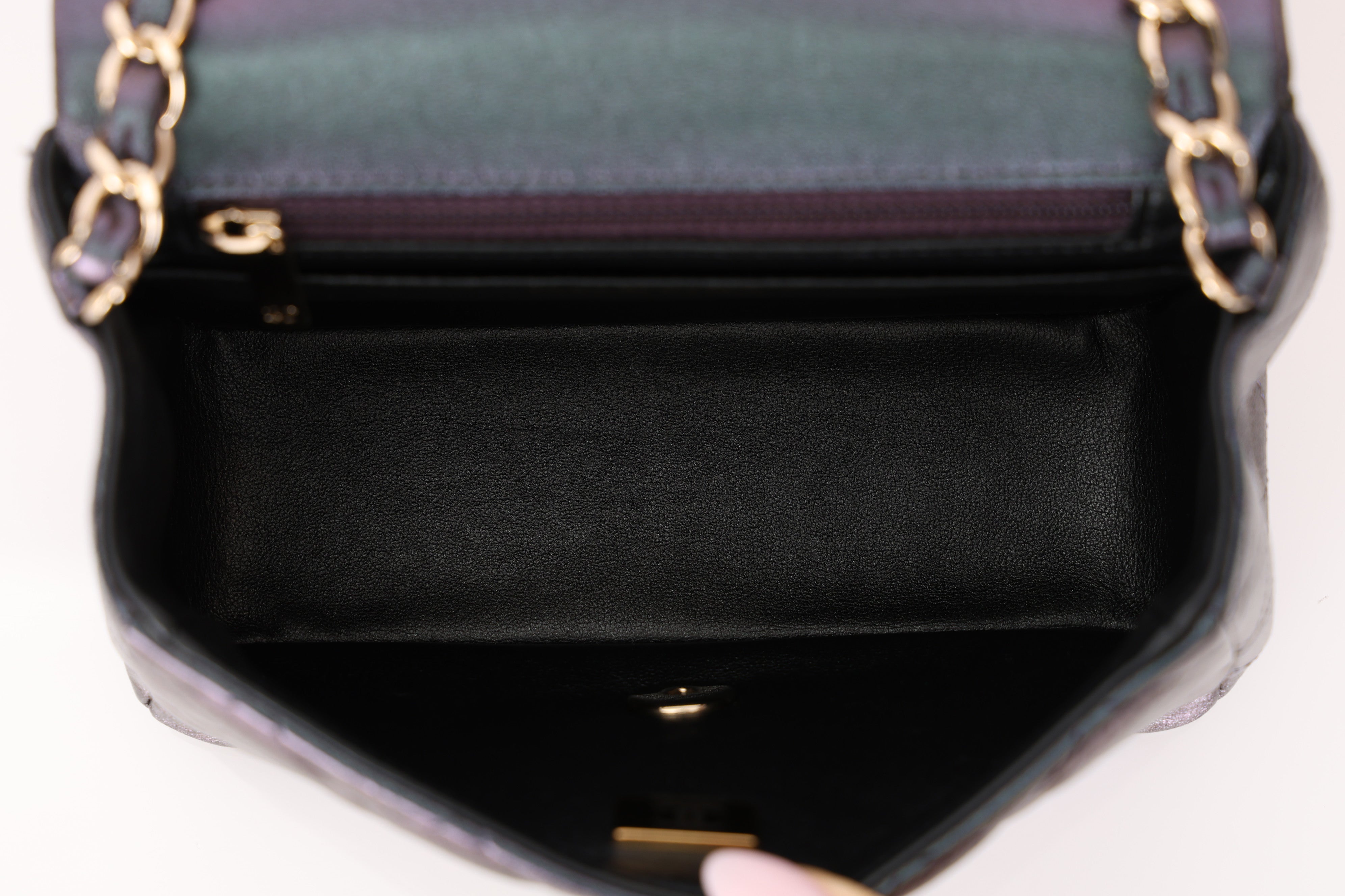 Chanel 2022 Purple Lambskin Iridescent Mini Square Flap Bag