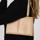 Vintage Fendi Latte Lizard Frame Clasp Bag MHW