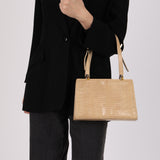 Vintage Fendi Latte Lizard Frame Clasp Bag MHW