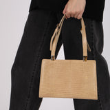 Vintage Fendi Latte Lizard Frame Clasp Bag MHW