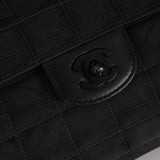 Chanel 2003 East West Black Travel Ligne Flap Bag