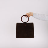 Chanel 1998 Chocolate Suede Resin Top Handle