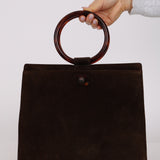 Chanel 1998 Chocolate Suede Resin Top Handle