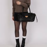 Prada Black Vitello Daino Sound Lock Tote