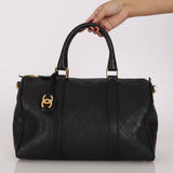 Chanel Boston Weekender Bag Black Lambskin 1996 GHW