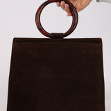 Chanel 1998 Chocolate Suede Resin Top Handle