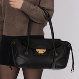 Prada Black Vitello Daino Sound Lock Tote