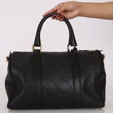 Chanel Boston Weekender Bag Black Lambskin 1996 GHW
