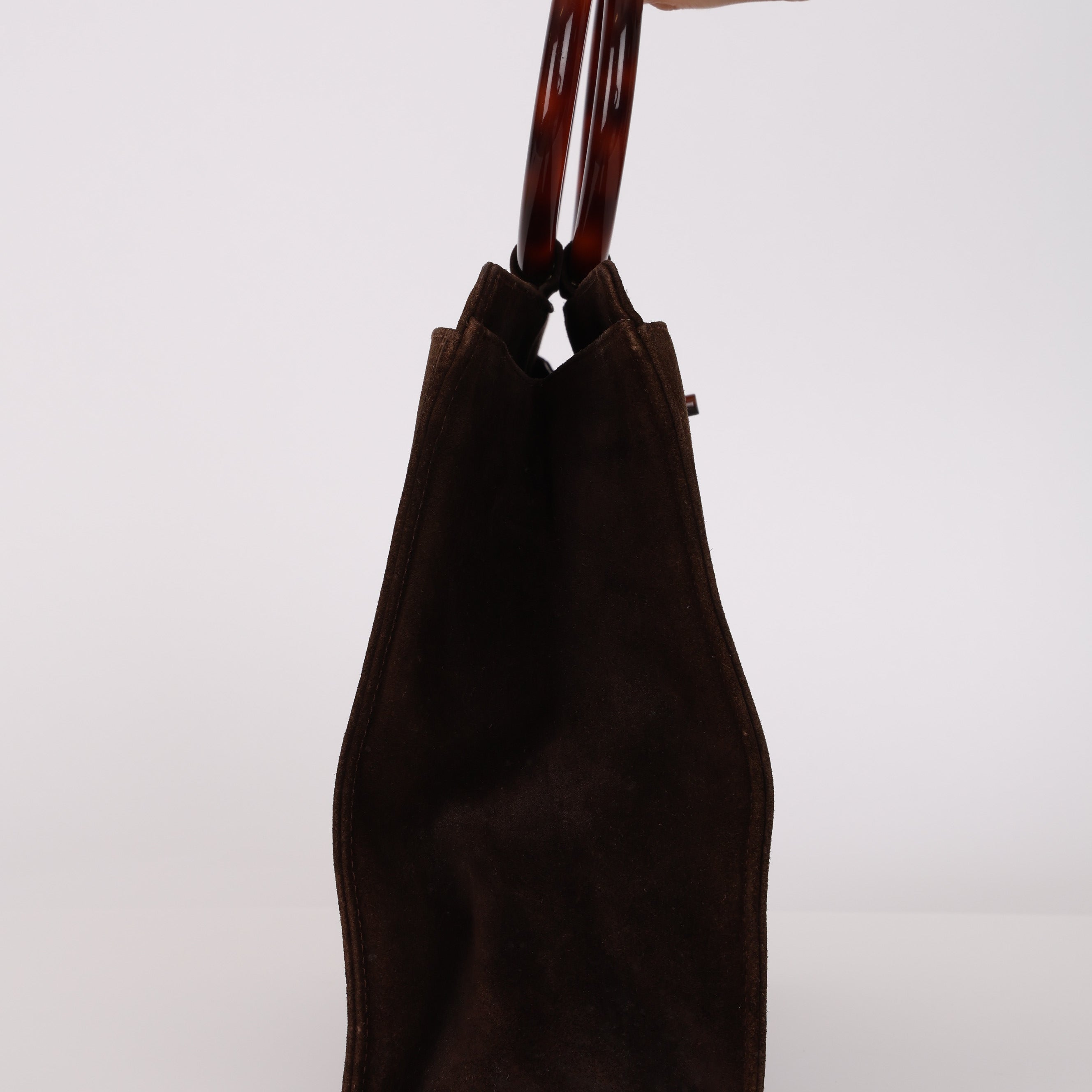 Chanel 1998 Chocolate Suede Resin Top Handle